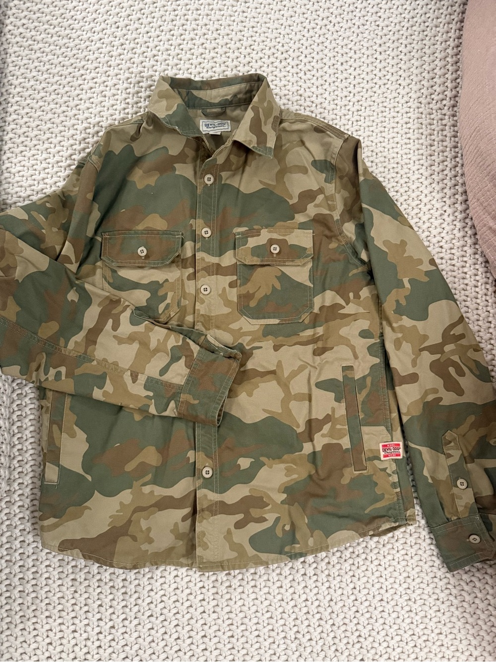 Men's Camouflage Utility Shirt Jacket - Olive Camo